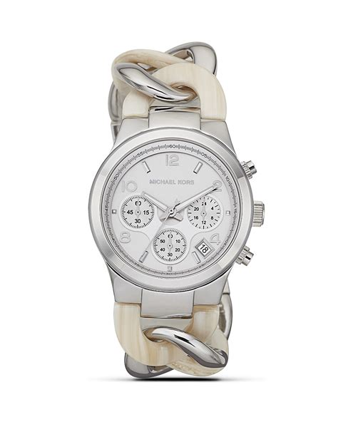 michael kors silver and alabaster chain runway bracelet watch 38mm|Michael Kors Runway Watch, 38mm .